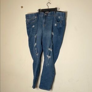 Torrid Blue Ankle Cropped Distressed Jeans